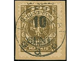 1923, Blockziffern 10 Cent auf 400 Markiu, mit Aufdruckfehler “linker Zierbalken zu ca. ¼ ausgebrochen”, farbfrisch und gut g