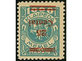 1923, 24-Werte 25 Centu auf 1000 Markiu, kopfstehender Aufdruck mit Aufdruckfehler “oberer Zierbalken und untere Langbalken u