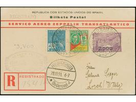 1931, 3. Südamerikafahrt, brasilianische Post, R-Karte von "PERNAMBUCO 22.X.31" mit u.a. Probedruck "2.500 auf 3000 Reis" der