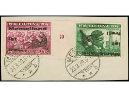 1939, Elchschaufel 30 Centu, kopfstehender Aufdruck in Type II, zusammen mit 35 Centu Normalaufdruck mit Stempel “MEMEL 23.3.