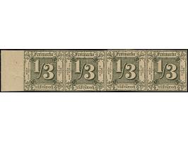 ⅓ Sgr. auf hellbraunocker im waagerechten 4er-Streifen, an 2 Stellen winzig berührt, sonst voll- bis breitrandig, links mit c