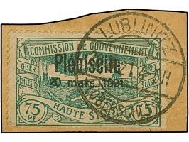 1921, Plebiscite 75 Pfennig bläulichgrün, farbfrisch und gut gezähnt, sauber mit klarem Stempel “LUBLINITZ 20.3.21” auf Brief