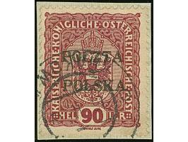 1919, Krakow Issue 90 h. red-carmine, plate I, position 61, tied by cds. “KRAKOW 16 II 19” to small piece, fine, certificate 