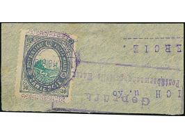 1916, Ansichten 10 Pfennig mattultramaringrau/dunkelopalgrün, Kontrolleindruck dunkellila, sauber gestempelt auf großem Brief