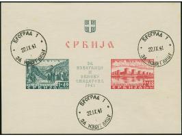 1941, Semendria Block 1+2 Dinar, geschnitten, sauber mit Ersttagsstempel “SMEDEREVEO 22.IX.41" entwertet, winzig fleckig, son