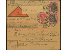 1920, Germania 80 Pfennig karmin/grauschwarz auf mittelgraurot, senkrechtes Paar zusammen mit 10 Pfennig karmin, farbfrisch u