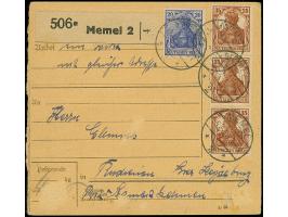 1920, Germania 35 Pfennig braunorange, senkrechter Dreierstreifen und 20 Pfennig ultramarin, je farbfrisch und gut gezähnt, s