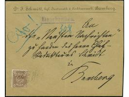 Bamberg-Privat-Brief-Verkehr: 1896, Fürth 25 Pfg. braun mit Stempel “PRIVAT-STADT-BRIEF-VERKEHR 2..3.97 HIER” auf R-Vordruck-