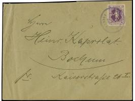 Bochum-Express-Packet-Verkehr und Privat-Brief-Verkehr: 1888, Merkur auf der Erdkugel 2 Pfg. violett mit violettem Stempel “P