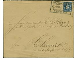 Chemnitz-Hammonia: 1887, Hammonia Hamburg 2 Pfg. blau mit Inschrift “Stadtbrief” gez. L 11½ mit Stempel “BRIEFBEFÖRDERUNG HAM