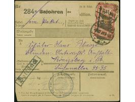 1920, 2 mark auf 1 Franc auf GC-Papier, sauber mit Stempel “BAJOHREN 9.12.20” auf Paketkarte nach Königsberg, die Marke etwas