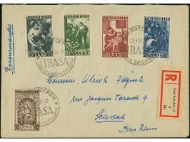 1949, Volkshilfe 8-50 Fr. sauber mit Stempel der Ausstellung “IBASA 23.4.50” nach Straßburg ohne Ankunftsstempel, Marken tade