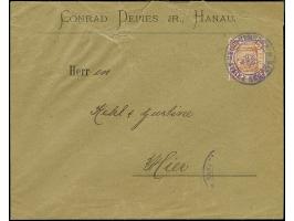 Privat-Briefbeförderung: 1893, 2 Pfg. orangebraun mit violettem DKr. “HANAUER PRIVAT-BRIEF-VERKEHR 6-DEC.1894” auf Vordruckbr