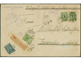 1923, Angliederung des Memelllandes an Litauen 1 Litas auf 3000 Mark, zwei Einzelwerte zusammen mit litauischer Zufrankatur m