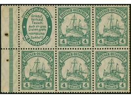 4 H.-Heftchenblätter, alle 4 (einmal ohne Rand) sowie 7½ H. H-Blatt "Pelikan" und senkrechte Zusammendrucke "Lehmann &amp; As