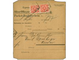 Leipzig-Leipziger Paketfahrt Albert Meyer: 1886, 10 Pfg. rot im senkrechten Paar mit Stempel “EINGELIEFERT LEIPZIG 4.SEP.91” 