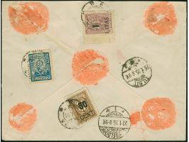 1923, Angliederung des Memellandes an Litauen 50 Centu auf 300 Mark und 1 Litas auf 1000 Mark mit litauischer Zufrankatur, rü