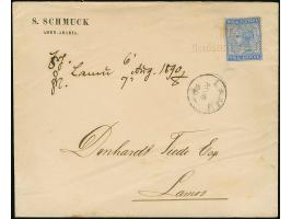 EINGEHENDE POST: 1890, Briefkuvert mit gedrucktem Absender "S.SCHMUCK/ ADEN-ARABIA", frankiert mit britisch Indien 2 a. blau,