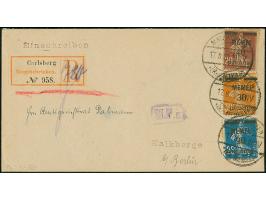 "MATZWÖHLEN * (Kr. MEMEL) * 17.8.20" mehfach klar 20 pfennig auf 25 Centime blau mit Zufrankatur, auf R-Brief mit R-Zettel "C