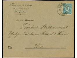 Mönchengladbach-Courier: 1899, 3 Pfg. blau, zwei Marken je mit Stempel “GLADBACHER COURIER 31.I.00” bzw. “GLADBACHER COURIER 