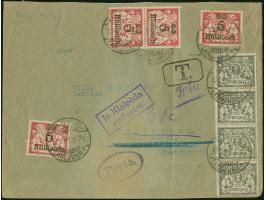 “In Klaipeda entlastet.”, violetter Ra2 auf Brief aus Danzig über Kaunas nach Heydekrug mit Ovalstempel “Porto.” sowie hansch