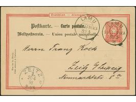 Pfennig-Ausgabe, Karte 10 Pfg. mit Letzttags-Stempel "LAMU 31/3 91" mit Text von Gustav Denhardt "Lieber Franz! Mit heutigem 