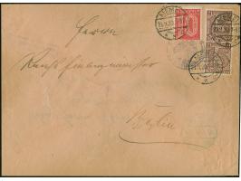 DIENSTPOST: 1920, Deutsches Reich Dienstmarken 15 Pfennig, zwei Einzelwerte und 10 Pfennig lilarot je mit Stempel "MEMEL 23.1