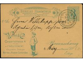 Hammonia: 1888, Ganzsachenkarte 3 Pfg. blau mit Werbung “Weihe &amp; Co.” mit Abbildung eines Knaben mit Hut, einmal ungebrau