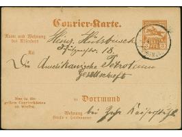 Courier: 1895, Ganzsachenkarte 3 Pfg. braunorange mit Stempel “COURIER DORTMUND 8.JAN.97” und Text im Ortsverkehr, in guter E