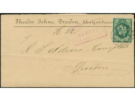Hansa: 1889, König Albert und Königin Carola 3 Pfg. dunkelgrün mit Stempel “HANSA DRESDEN 25.6.89” auf Vordruckbrief “Theodor