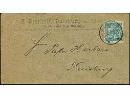 1896, Düsseldorf 3 Pfg. blau auf weißem Papier mit Stempel “Stadtbrief-Beförderung 6.V.96” auf Vordruck-Briefkuvert “H. Bierh