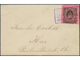 1887, 2 Pfg. schwarz auf rosa gezähnt mit violettem Rahmenstempel “Priv.Brief-Verkehr Freiburg (Baden) W. Felder” auf kleinfo