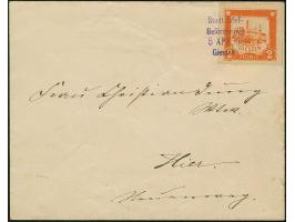 Privat-Stadt-Post: 1888, Burgzeichnung ohne Randinschriften 2 Pfg. geschnitten mit violettem L4 “Stadt-Brief-Beförderung 5.AP