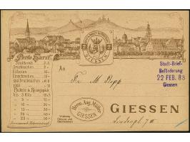 1888, Ganzsachenkarte auf Privat-Bestellung 2 Pfg. mit Zudruck der Firma “Herm.Aug.Müller GIESSEN” gebraucht mit violettem L4