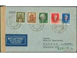 1943, 2-5 Qind und 15-25 Qind, sauber mit Stempel “TIRANE 29.7.44” auf überfrankiertem Luftpostbrief nach Werdau in Sachsen, 