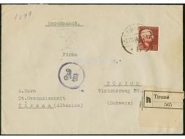 1943, 65 Qind, sauber mit Stempel “TIRANE -3- VIII-44” auf R-Brief, abgesandt von der Deutschen Gesandschaft in Tirana, neben