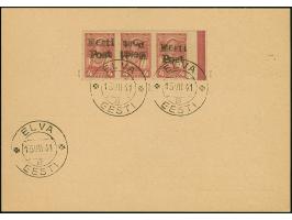 1941, 4 Kopeken, waagerechter Dreierstreifen mit rechtem Seitenrand, die mittlere Marke mit kopfstehendem Aufdruck, sauber mi