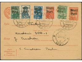 Ganszachenkarte 20 Kopeken mit 5-30 Kopeken als Zufrankatur, sauber ab “ELVA -2 VIII 41” nach Tartu mit vorderseitigem Ankunf