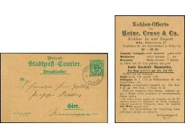 Courier: 1896, Ganzsachen-Karte “Drucksache!” 2 Pfg. mit zusätzlichem Aufdruck “Privat-” und rückseitiger Werbung der Firma H