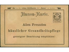 Hansa: 1898, Ganzsachenkarte auf Privatbestellung 3 Pfg. schwarz mit Anschrift “Allen Freunden häuslicher Gesundheitspflege…”