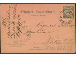 Courier: 1893, Ganzsachenkarte 3 Pfg. mit Stempel "LEIPZIG LPZ. COURIER" 22.III.93" mit viel Text nach Halle a. Saale mit vor