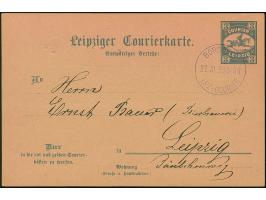 Courier: 1893, Ganzsachenkarte 3 Pfg. mit violettem Stempel “BORSDORF LPZ.-COURIER 27.III.93” und Text mit Firmenstempel “Ver