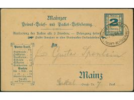 Privat-Brief-Beförderung: 1894, Ganzsachenkarte 2 Pfg. blau mit ovalem Stempel “MAINZER PRIVAT-BRIEF- U. PACKET-BEFÖRDERUNG 1