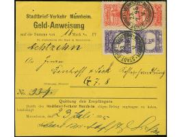 Stadt-Brief-Verkehr: 1895, 3 Pfg. rot und 2 Pfg. violett jeweils im senkrechten Paar mit Stempel “STADT-BRIEF-VERKEHR MANNHEI