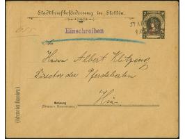 Stadtbrief-Beförderung: 1887, Ganzsachen-Umschlag 13 auf 2 Pfg. schwarz mit violettem L1 “Einschreiben” als R-Ortsbrief mit S