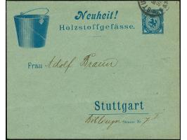 Privat-Stadtpost: 1897, Ganzsachenumschlag auf Privatbestellung 2 Pfg. blau “Neuheit! Holzstoffgefässe” mit Abbildung eines E