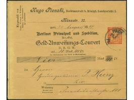 Berliner Privat-Postpost und Spedition AG: 1896, Ganzsachen-Umschlag “Geld-Anweisungs-Couvert” 10 Pfg. mit Zudruck “Hugo Plon