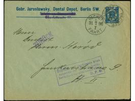 Berliner Packetfahrt: 1896, Ganzsachenumschlag 3 Pfg. blau der “Gebr. Jaroslawsky, Dental Depot, Berlin SW” mit Stempel “PACK