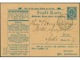 Mülheimer Privat-Briefe-Beförderung: 1896, Ganzsachenkarte 2 Pfg. blau mit rückseitigem Zudruck “Haus- und Grundbesitzer-Vere