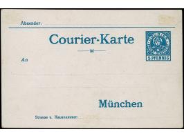 Courier: 1896, Ganzsachenkarte 3 Pfg. blau mit farbigen “Glückwünsch”-Abbildungen", drei verschiedene, ungebrauchte Karten, l